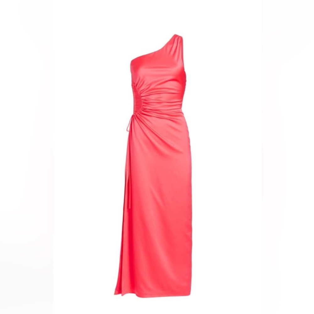 Line and dot one shoulder gown